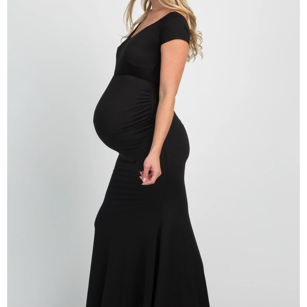 Size XL Elegant Black Maternity Dress for Shower or Photoshoot